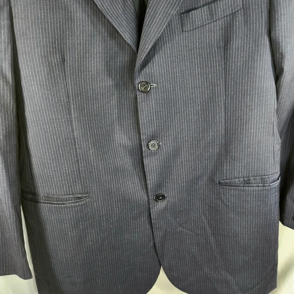 Azetti Made in Italy 100% Wool Navy Pinstripe Suit Jacket Size 54R - Picture 2 of 11
